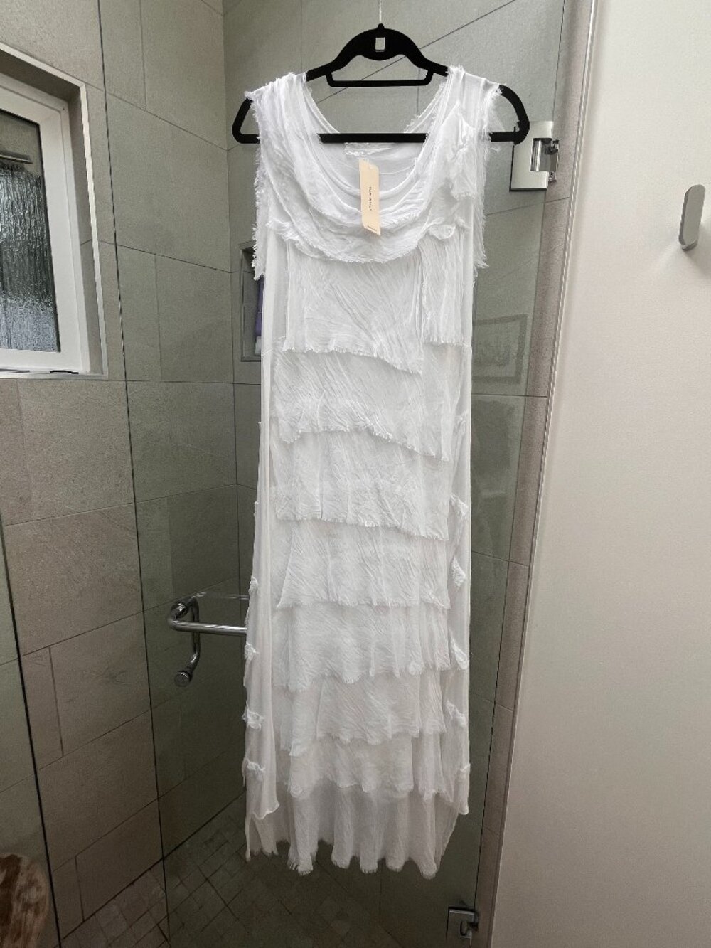 White Silk tiered maxi dress